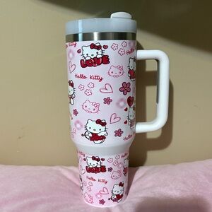 Hello Kitty 40oz Pink stainless steel Travel Mug with handle and lid New